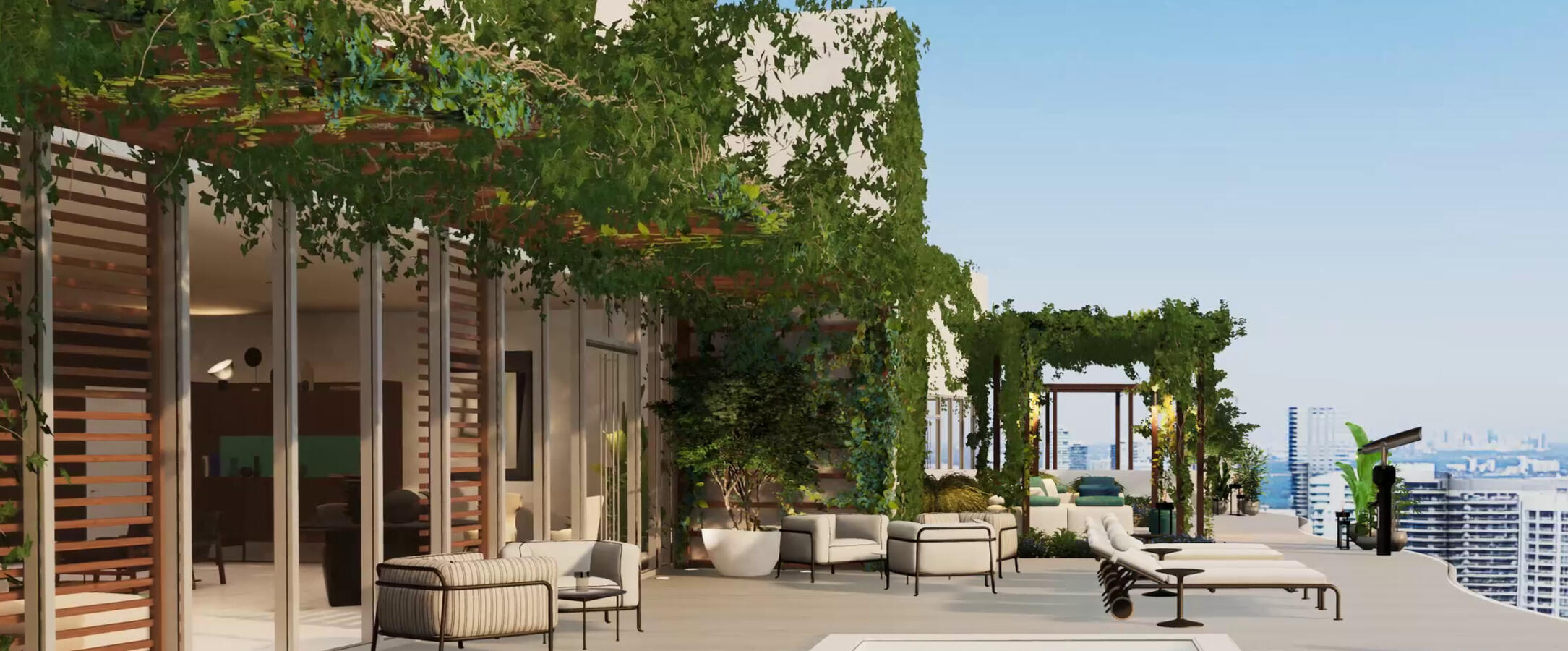 Vista a la piscina en la azotea